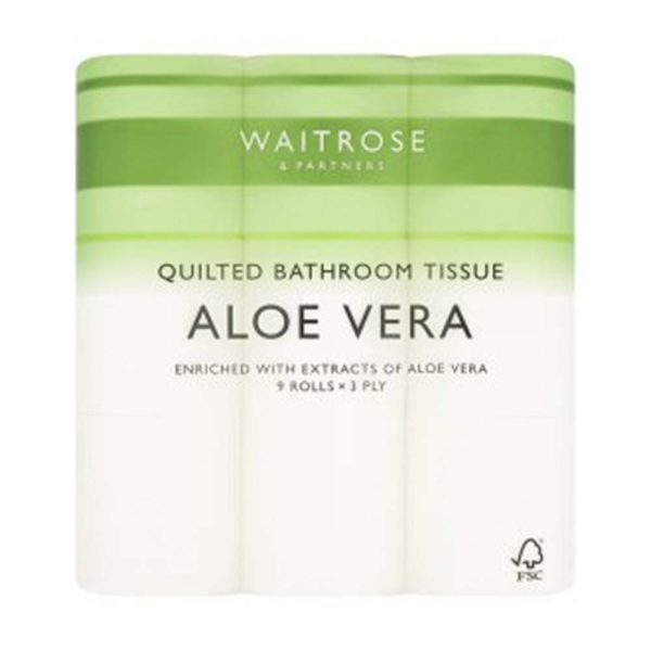 WAITROSE Bathroom Tissue With Aloe Vera Extracts 9 Sheets GO DELIVERY