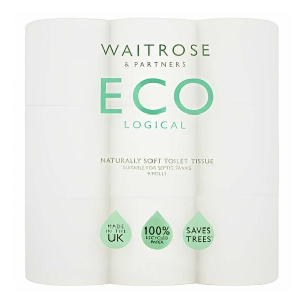 WAITROSE Essential Ecological Bathroom Tissue (Pack of 9) - GO DELIVERY