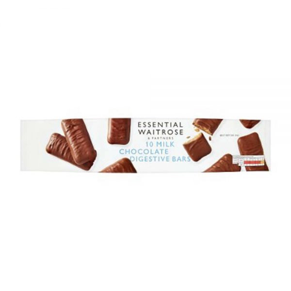 WAITROSE Essential Milk Chocolate Digestive Bars (Pack Of 10) GO DELIVERY
