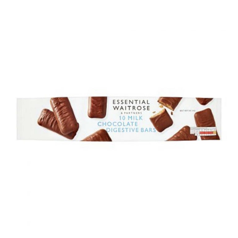 WAITROSE Essential Milk Chocolate Digestive Bars (Pack Of 10) GO DELIVERY