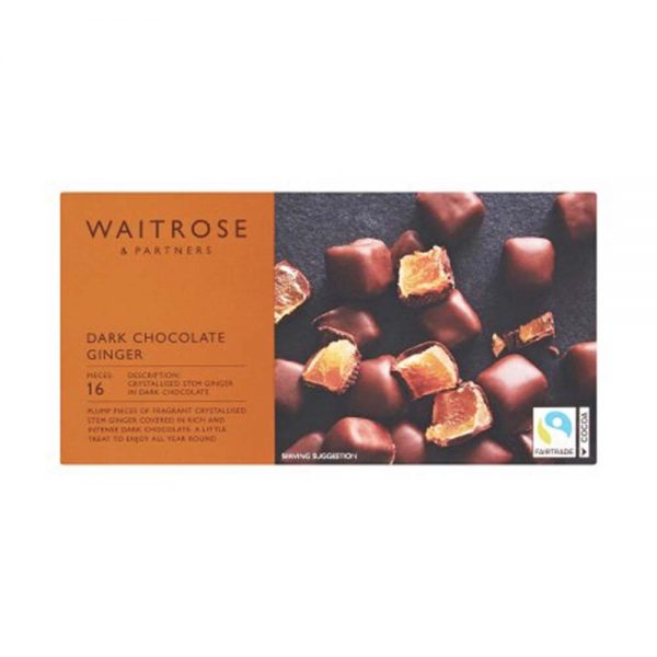 WAITROSE Dark Chocolate Ginger 180g GO DELIVERY