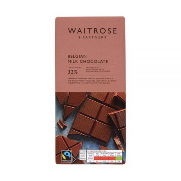 WAITROSE Belgian Milk Chocolate 180g GO DELIVERY