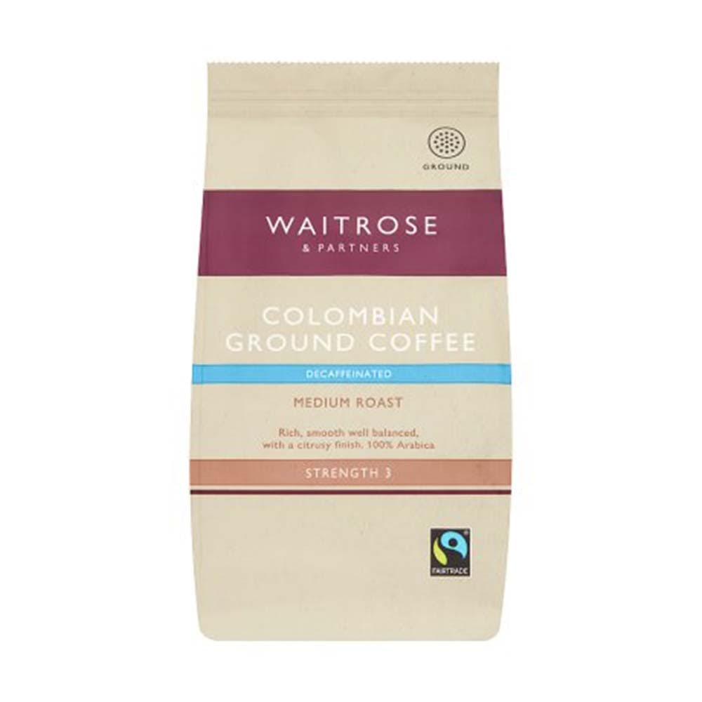 WAITROSE Colombian Ground Coffee Decaffeinated 227g GO DELIVERY