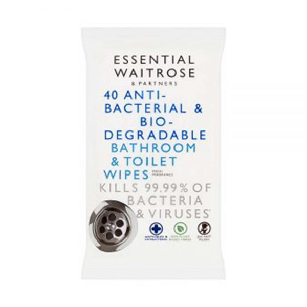 WAITROSE Essential Bathroom & Toilet Wipes (Pack of 4) GO DELIVERY
