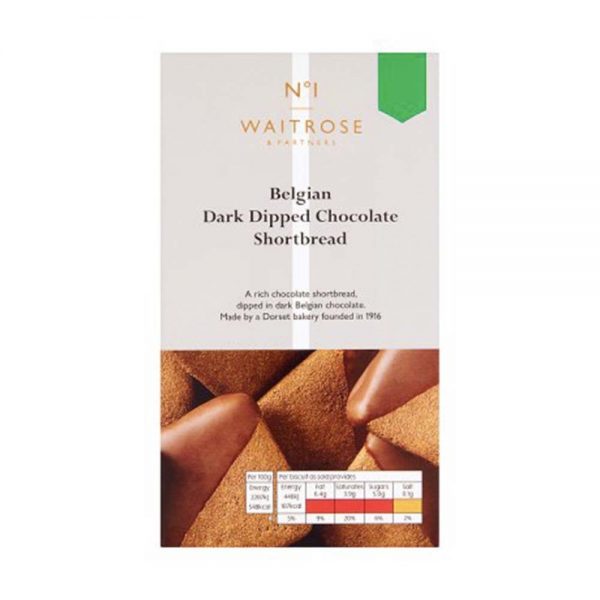 WAITROSE No.1 Belgian Dark Dipped Chocolate Shortbread 135g GO DELIVERY