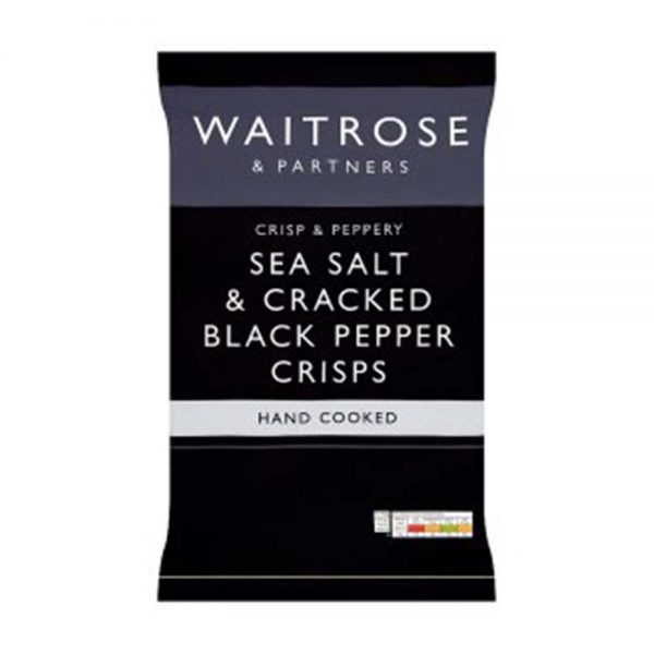 WAITROSE Sea Salt & Cracked Black Pepper Crisps 150g GO DELIVERY