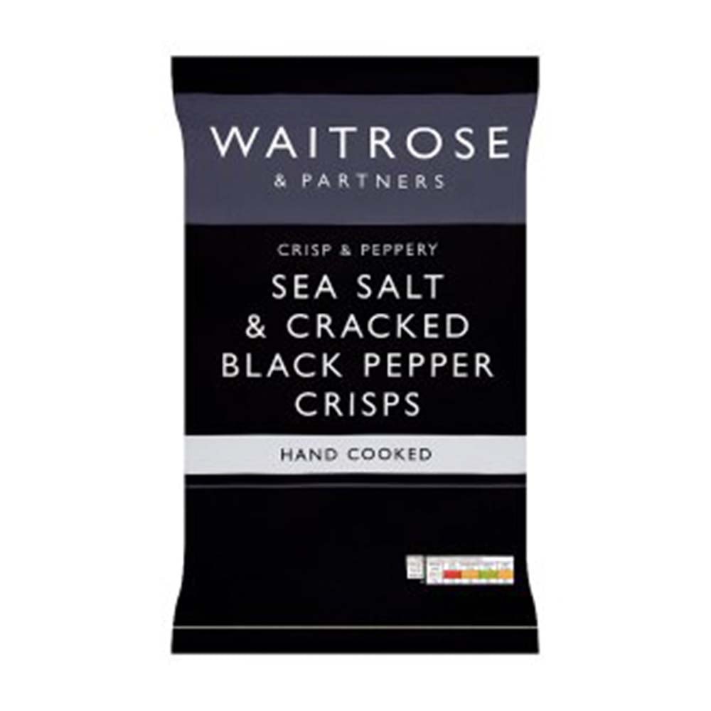 WAITROSE Sea Salt & Cracked Black Pepper Crisps 150g GO DELIVERY