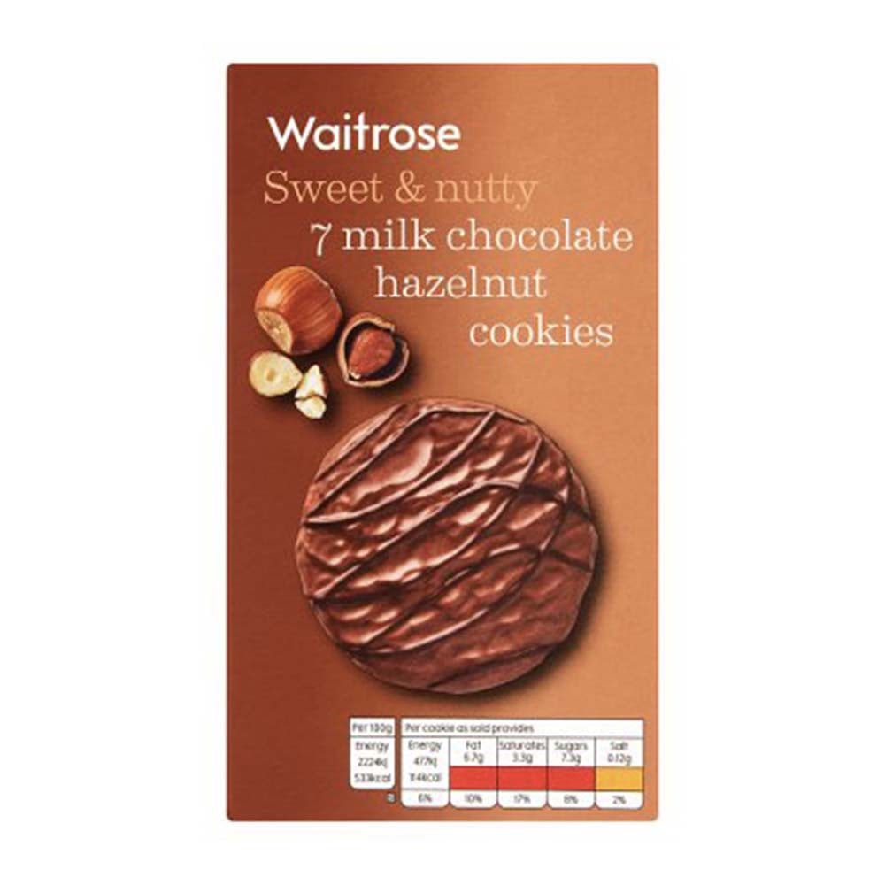 WAITROSE Hazelnut & Milk Chocolate Cookies 150g GO DELIVERY