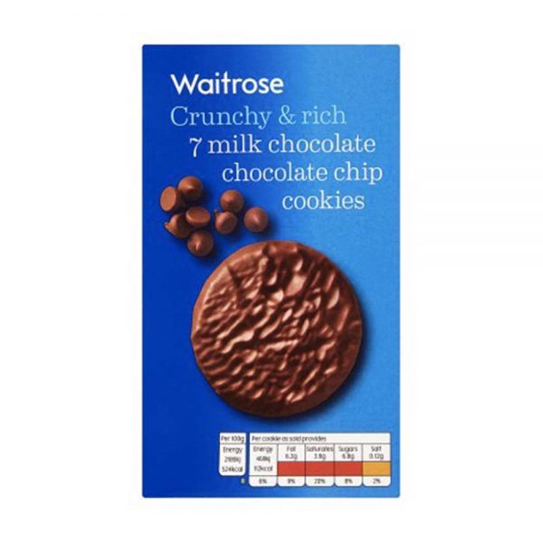 WAITROSE Milk Chocolate Chip Cookies 150g GO DELIVERY