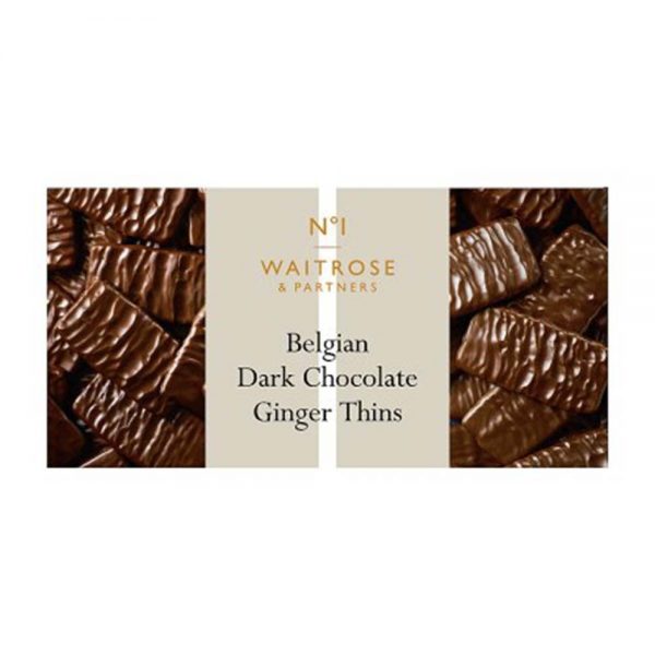WAITROSE No.1 Belgian Dark Chocolate & Ginger Thins 100g GO DELIVERY