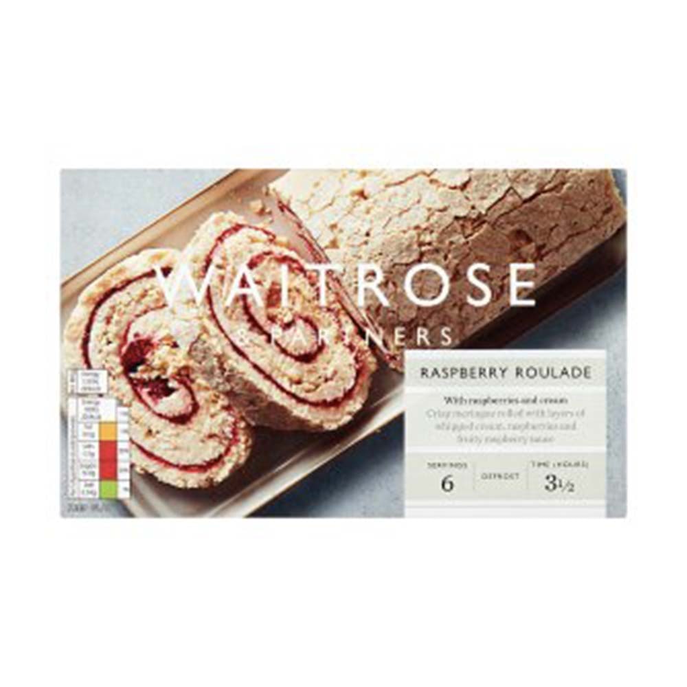 WAITROSE Frozen Raspberry Meringue Roulade 450g GO DELIVERY