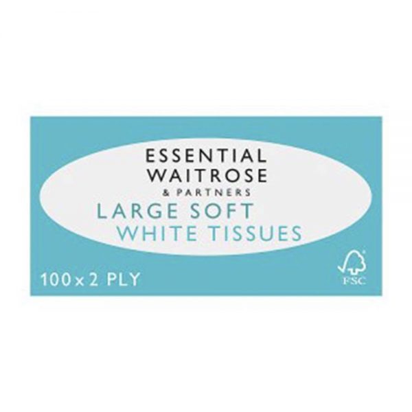 WAITROSE Essential Large Soft White Tissues 100 sheets GO DELIVERY
