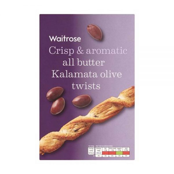 WAITROSE All Butter Kalamata Olive Twists 125g GO DELIVERY