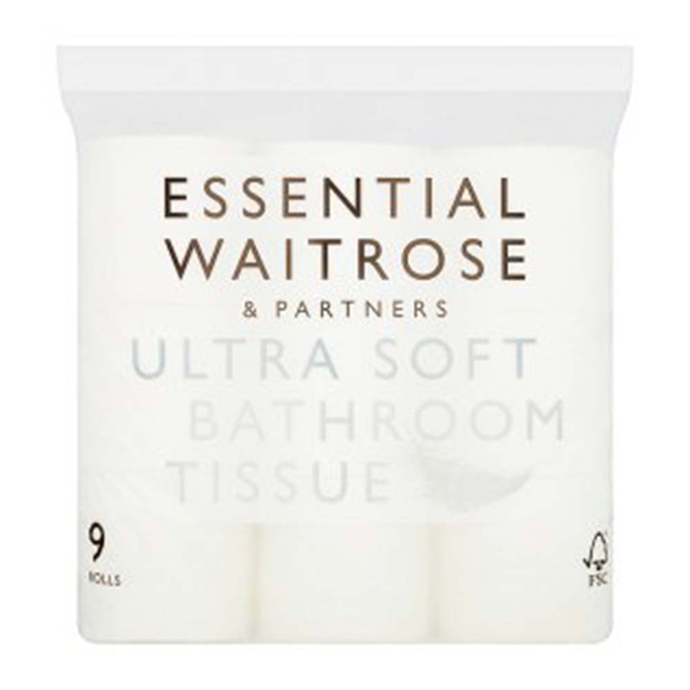WAITROSE Essential White Ultra Soft Bathroom Tissue 9s - GO DELIVERY
