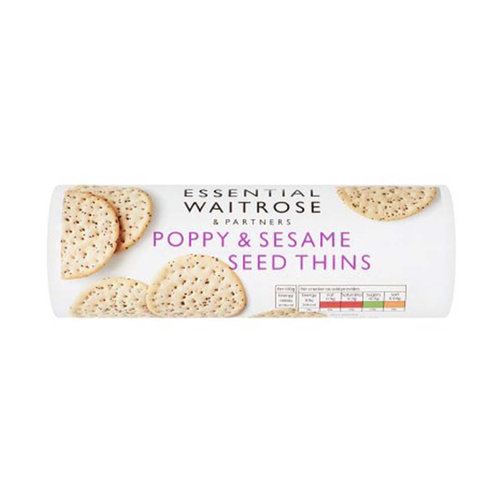 WAITROSE Essential Poppy & Sesame Seed Thins 150g GO DELIVERY