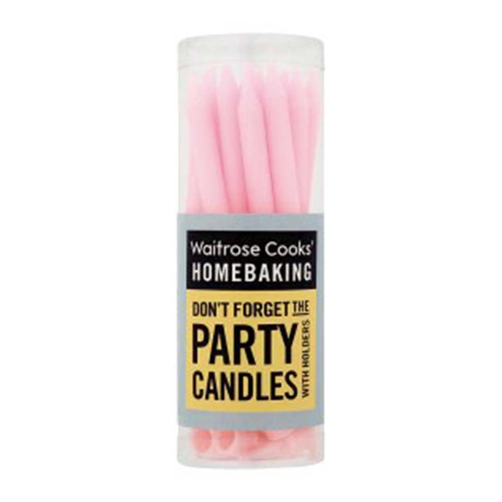 WAITROSE Cooks' Homebaking Pink Party Candles 16s GO DELIVERY