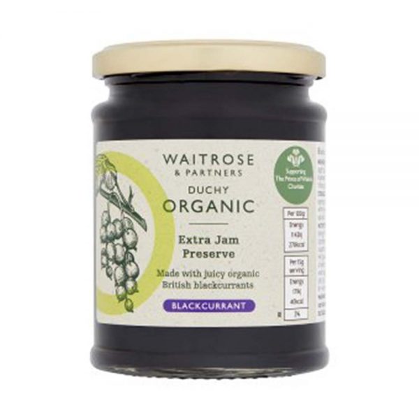 WAITROSE Duchy Organic Blackcurrant Preserve Extra Jam 340g GO DELIVERY