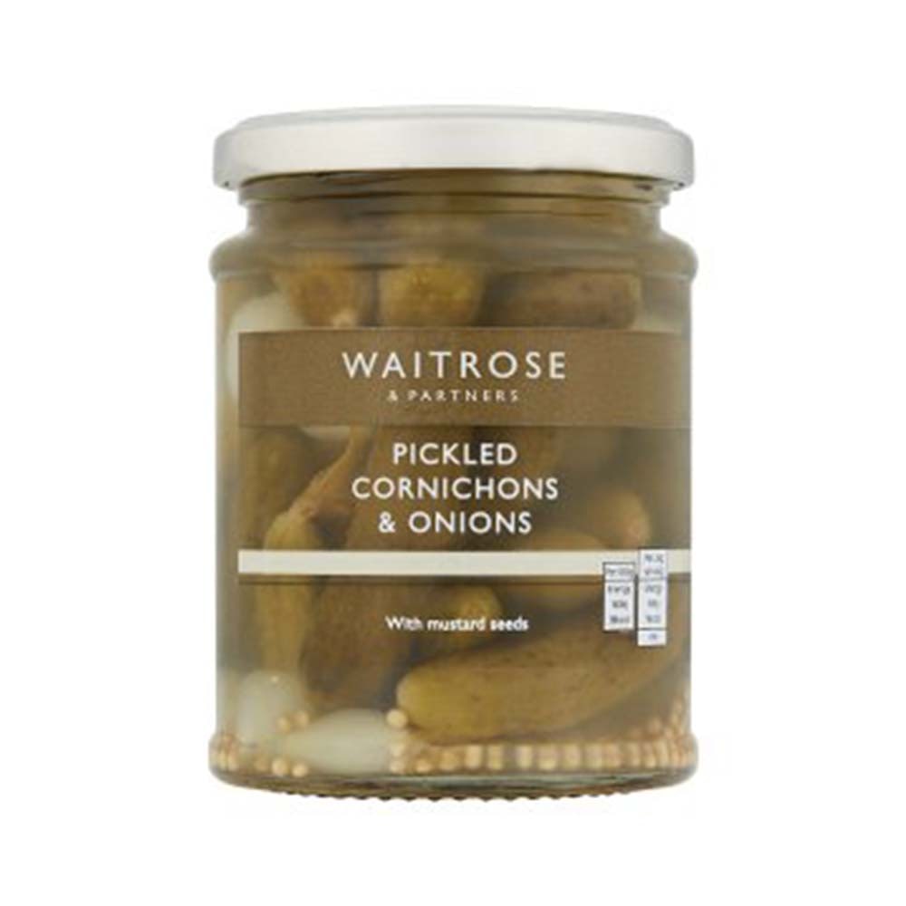 WAITROSE Cornichons & Onions Pickled 285g GO DELIVERY