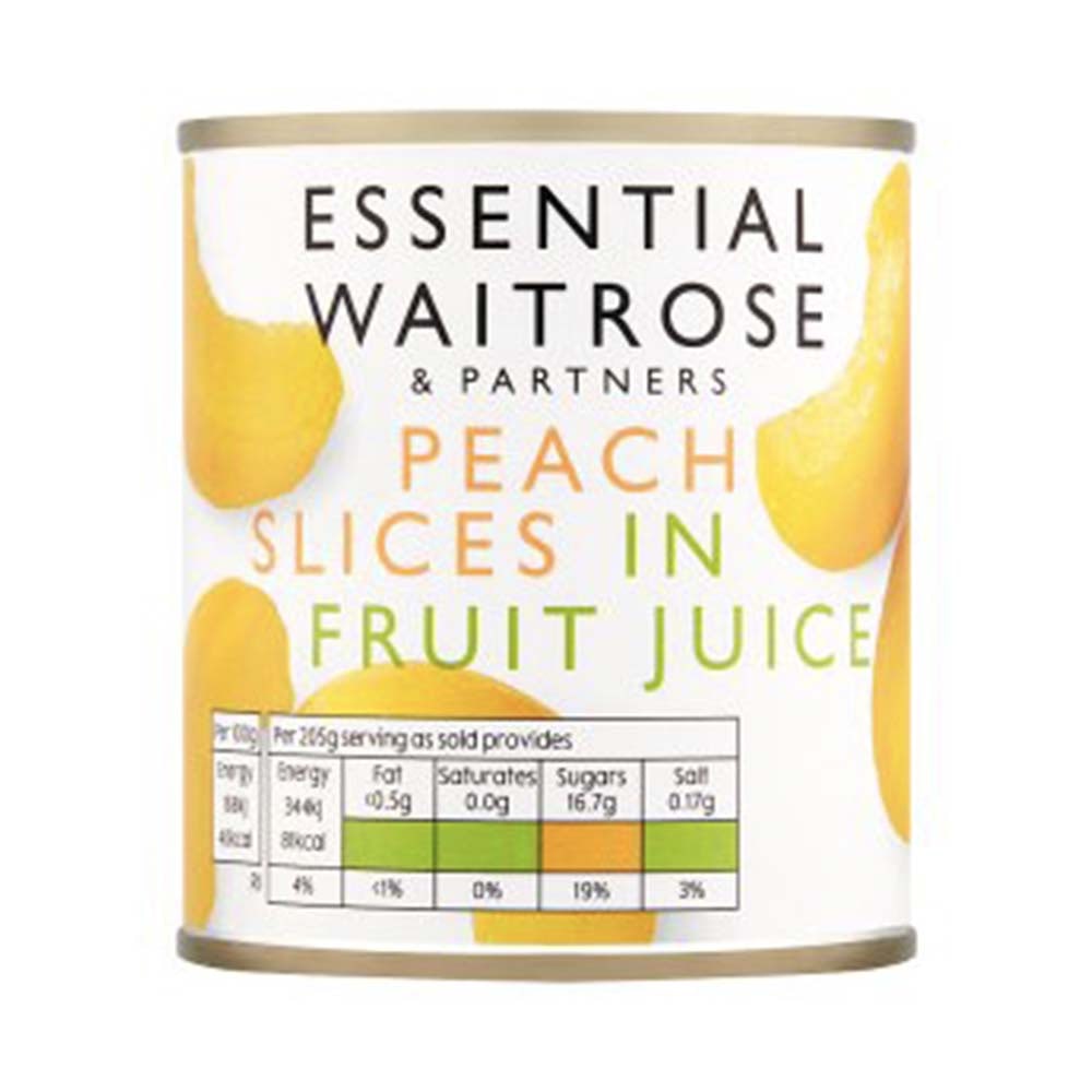 WAITROSE Essential Peach Slices in Fruit Juice 205g GO DELIVERY