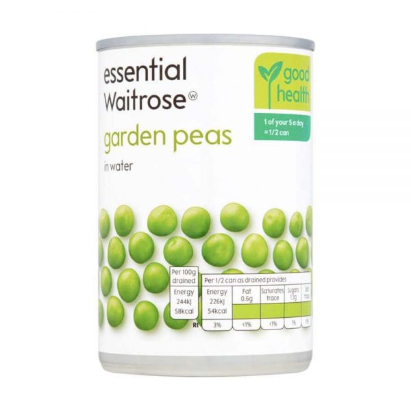 WAITROSE Essential Garden Peas In Water 300g GO DELIVERY