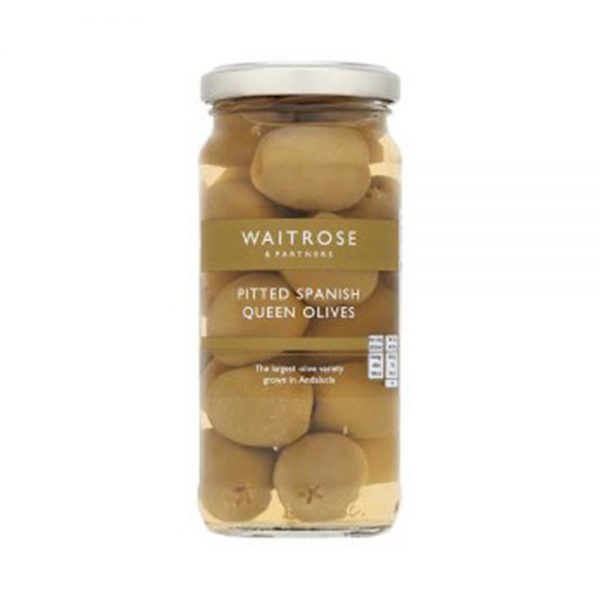 WAITROSE Pitted Spanish Queen Olives 225g GO DELIVERY