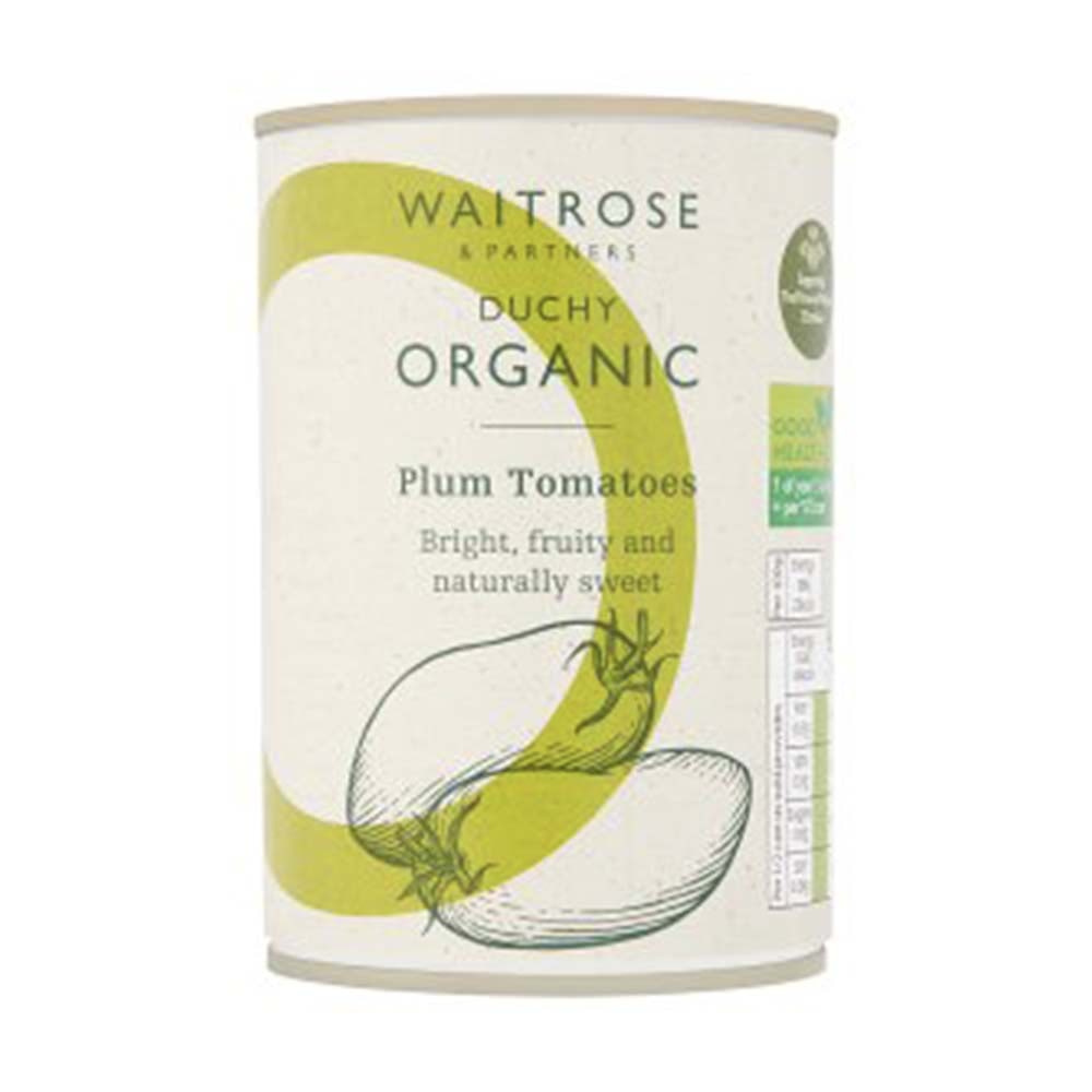 WAITROSE Duchy Organic Plum Tomatoes In Natural Juice 400g GO DELIVERY