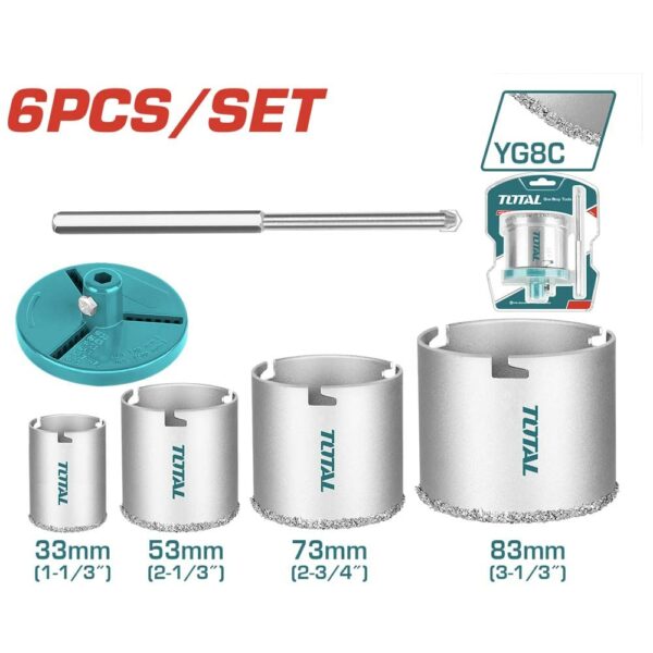 TOTAL Carbide Gritted Hole Saw Set GO DELIVERY